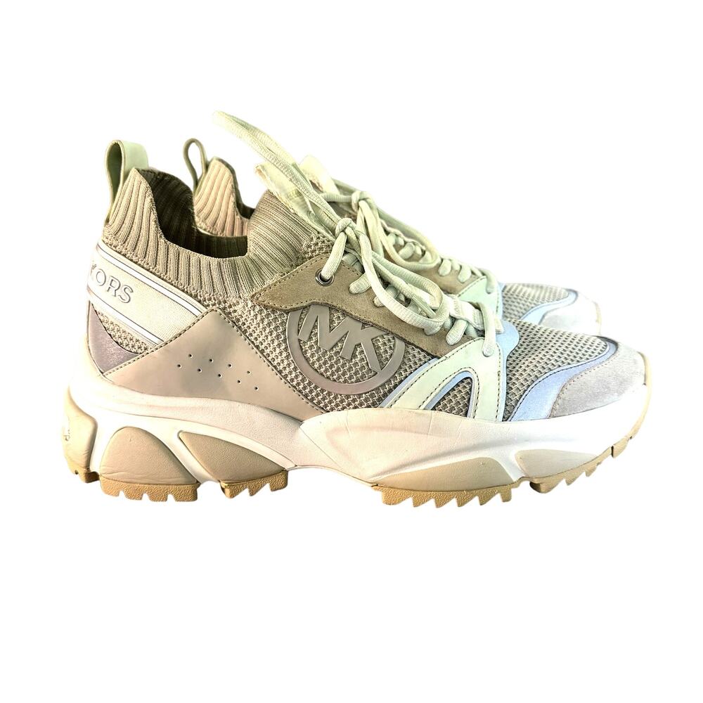 Michael Kors Lucas Trainer Sneakers Men's Size 9.5 Tan White Green